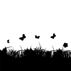 Flower and grass banner. vector illustration
