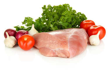 Raw turkey meat isolated on white