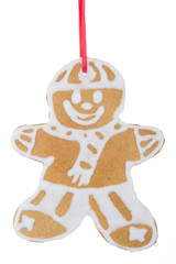 Christmas homemade gingerbread cookies isolated on white