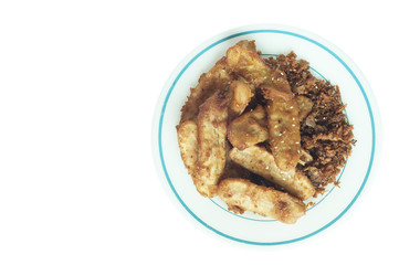Deep fried crispy banana isolated.