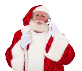 Grimmig schaueren Weihnachtsmann telefoniert