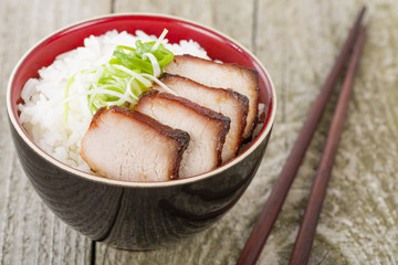 Char Siu Pork - Chinese roasted pork with steamed rice