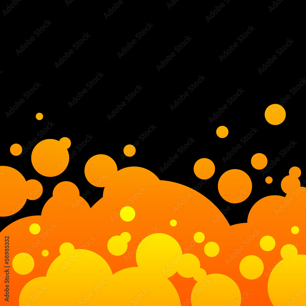 Poster abstract balck and orange background with bubbles