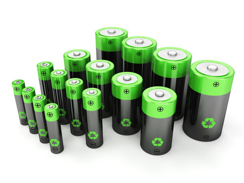 Rechargeable batteries isolated on white