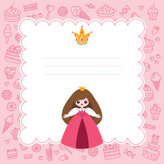 Little princess card template with blank space for text