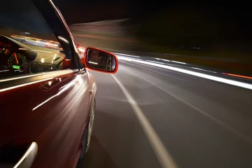 Fototapete Schnelle Autos Fahren bei Nacht