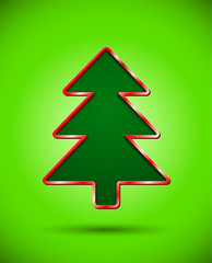 Fototapeta premium Card with dark cut christmas tree silhouette