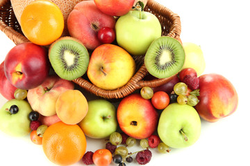Assortment of juicy fruits, isolated on white