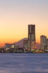 Yokohama city over the Mt  Fuji