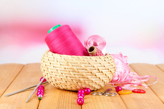Handicraft supplies in basket