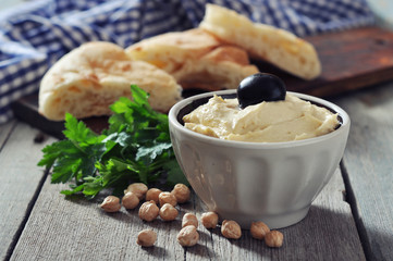 Bowl of fresh hummus