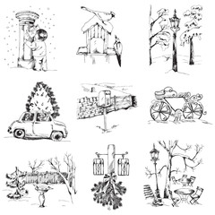 Obraz premium Set of Christmas Elements - for design and scrapbook - in vector