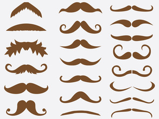 Brown mustaches set illustrated