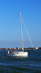 Naklejka premium yacht at the pier in Venice, Italy, Europe