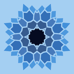 Vintage blue with black  mosaic petal flower