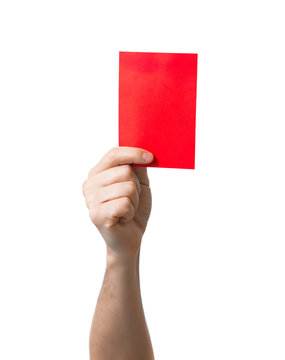Soccer red card showing isolated on white