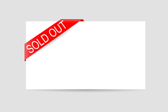 Sold Out Text at Red Shiny Tape and Blank Card