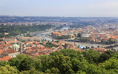Fototapeta na wymiar Vltava River in Prague's historical center.