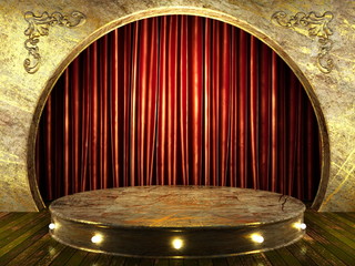red fabric curtain on stage © videodoctor