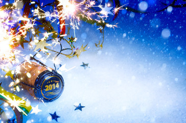 art Christmas and 2014  New year party background