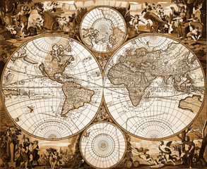 Fototapeta na wymiar Stara mapa świata