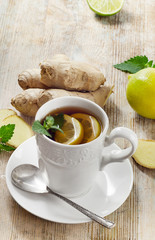 Tea with lemon  and ginger