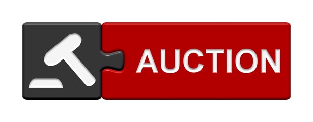 Puzzle-Button grau rot: Auction - obrazy, fototapety, plakaty