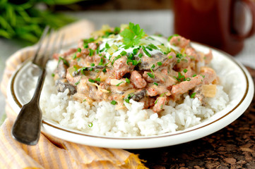 Pork stroganoff with sour cream