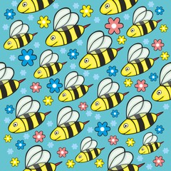 vector illustration with seamless honey bees