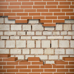 Obraz premium Broken brickwall background