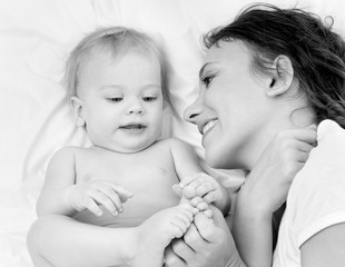 happy mother with baby