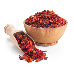 red dried paprika isolated on white