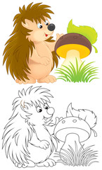 hedgehog with a mushroom