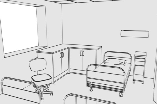 cartoon image of hospital room