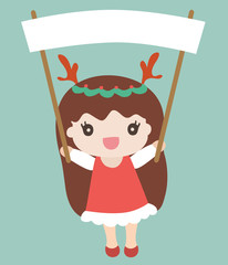 Cartoon santa girl with space for your text