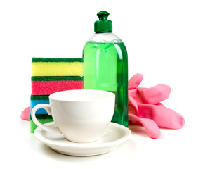 dishwashing tools and clean cup