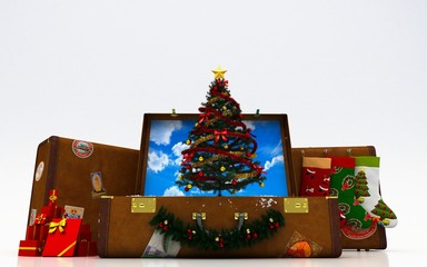 Natale, regali, ferie, neve, viaggiare, valigie, turismo, 3d © LaCozza