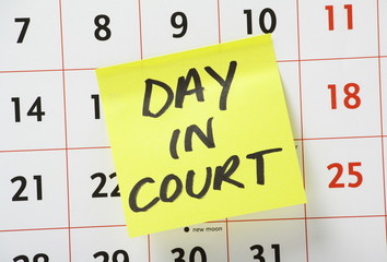Day in Court reminder on a wall calendar