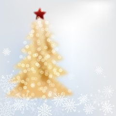 Golden christmas tree on grey background