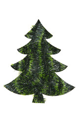 Christmas tree paper cutting with green garlands, concept for pa