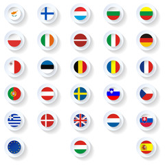 Europe union countries flags flat icons set