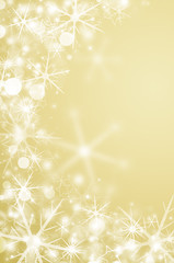 Decorative yellow christmas background with bokeh lights