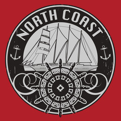 Grunge stamp or label with the words North Coast, vector