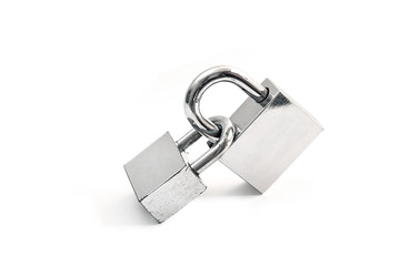 Silver lock, isolated on white background