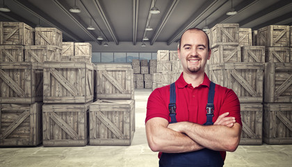 man in warehouse