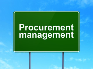 Business concept: Procurement Management on road sign background