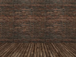 old brick wall and wood floor,3d 