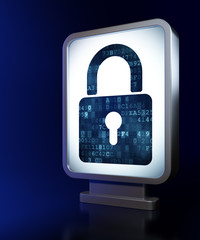 Safety concept: Closed Padlock on billboard background