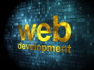 SEO web design concept: Web Development on digital background