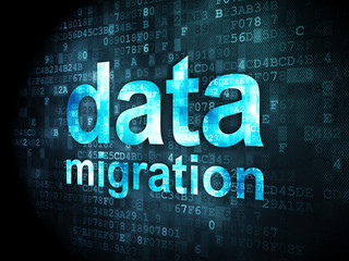 Information concept: Data Migration on digital background
